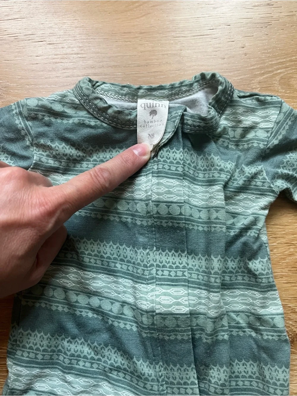 kate quinn Teal and Mint Striped Pattern Baby Footed One-Piece